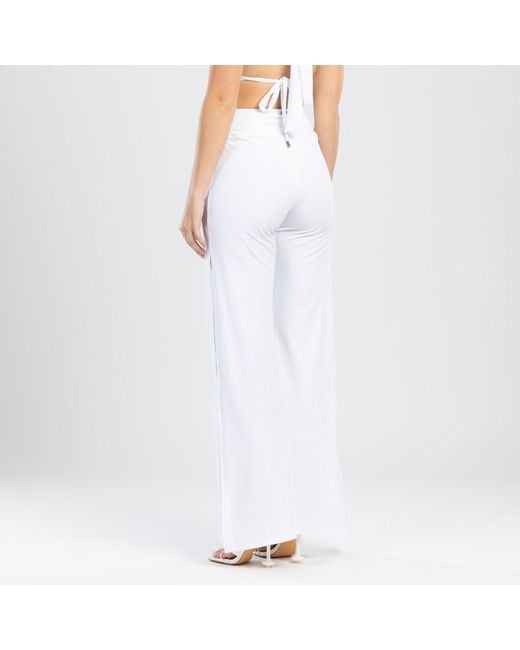 ANTONINIAS Gray Cleo High Waisted Stretch Wide Leg Pants With Side Slit