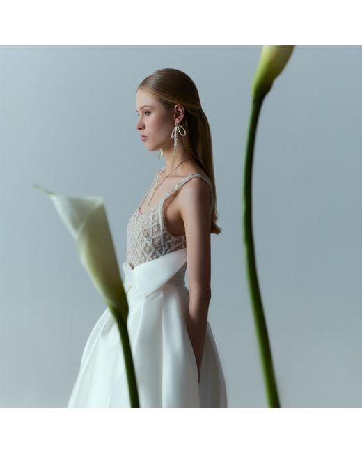 Lavani Jewels White Aurora Ribbon Pearl Earrings