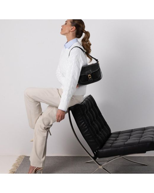 Time Resistance Black Leather Saddle Bag