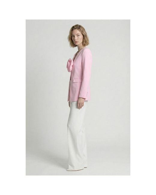 Modenaire Pink Sculptural Rose Blazer With Tailored Silhouette