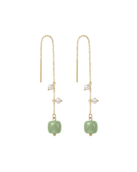 seree White Madeleine Jade & Freshwater Pearl Drop Earrings