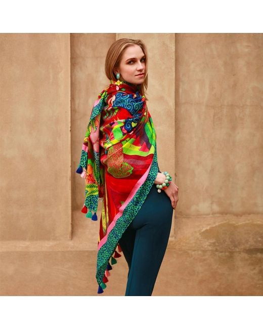 Beatrice von Tresckow Pink Neon Savanna Stilvoll Wool Shawl