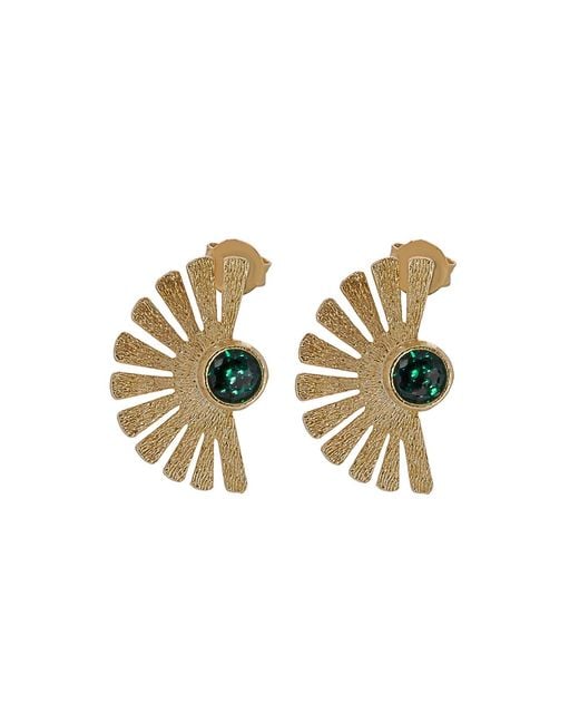 Ebru Jewelry Metallic Sterling Plated Jade Gemstone Cleopatra Earring