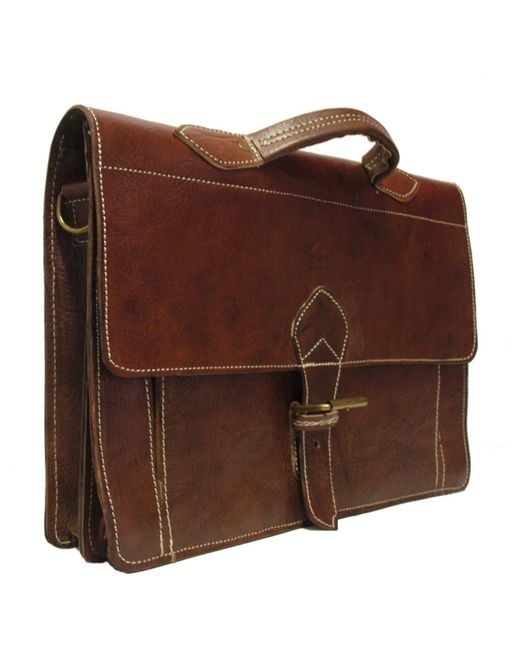 Berber Leather Brown The Casablanca Large Satchel for men