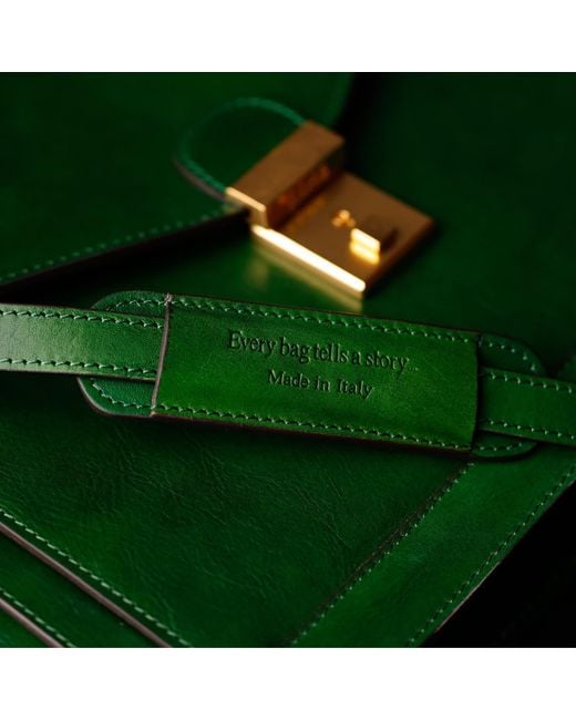 Time Resistance Green Classic Design Leather Briefcase for men