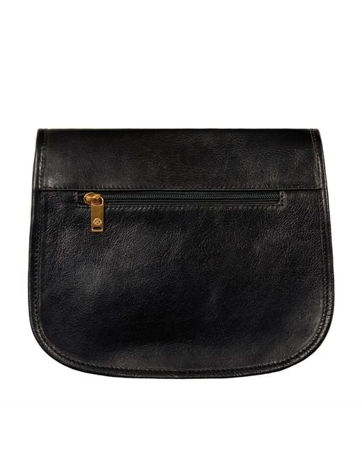 Time Resistance Black Leather Saddle Bag