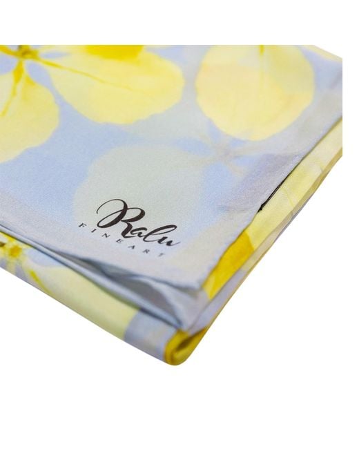Ralufineart Yellow Natural Silk Crepe De Chine A Ray Of Sunshine Neckerchief