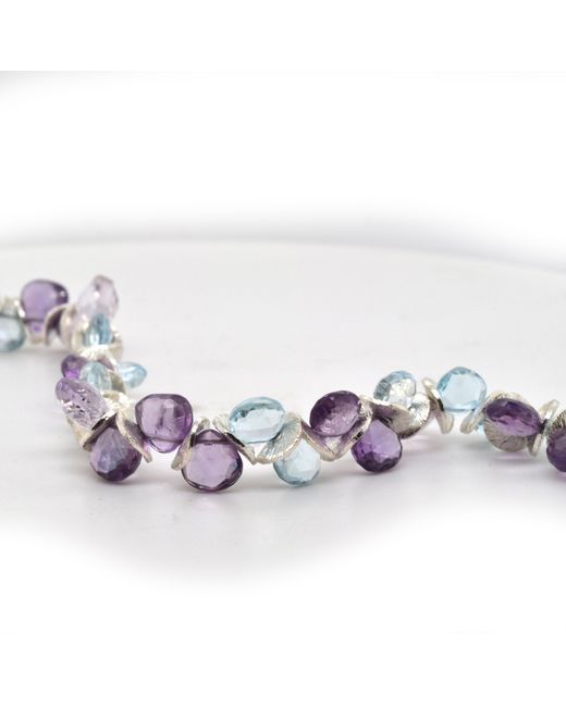 Lori Kaplan Design Blue Signature Topaz With Amethyst Sterling Bracelet