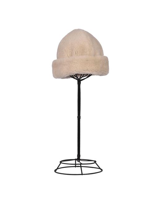 Owen Barry Natural Neutrals Sheepskin Hat Cream Beanie