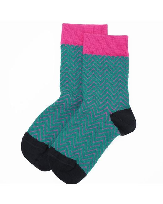 Peper Harow - Made in England Blue Zigzag Socks