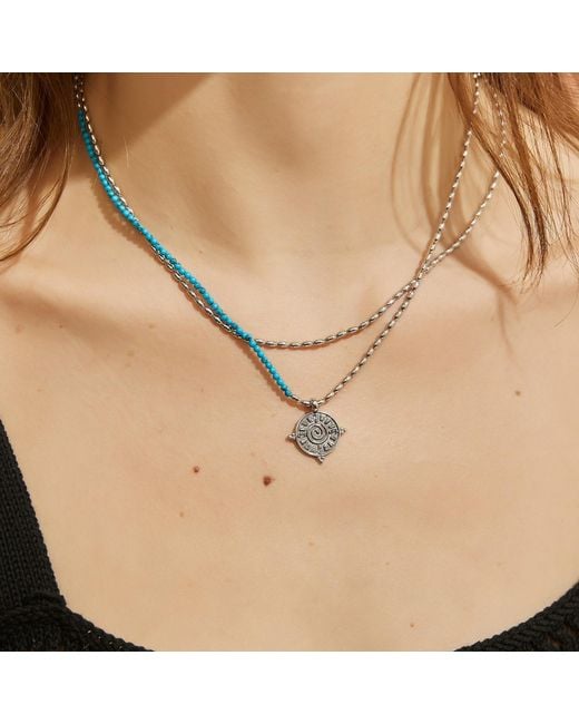 Aurozia Metallic Three Charms Solar Meridian The Sun Crystal Beaded Necklace