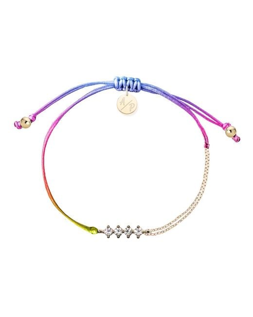 Adriana Pappas Designs Metallic Cz Crystal Bar Bracelet On Colored Cord