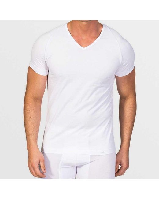 Zd - Zero Defects White Ranglan V-Neck T-Shirt for men