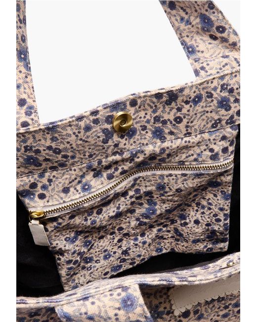 Lily and Lionel Gray Large Tote Bag Floral Aster Print