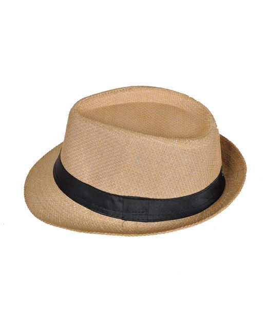 DAVID WEJ Brown Neutrals Trilby Straw Hat for men
