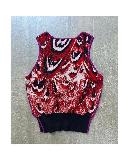 Essien & Emre Red Asymmetric Sleeveless Top Hand Made One-Of-A-Kind