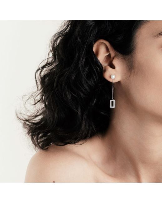 Sheida Farrokhi White Rectangle Drop Earrings