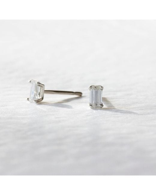 Lee Renee Metallic Moissanite Baguette Earrings