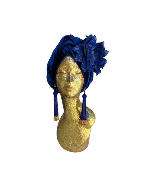 Julia Clancey Blue Cha Cha Cha Boom Electric Luxe Velour Turban