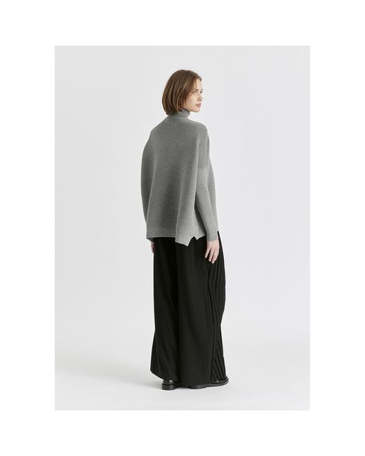 Paisie Gray Turtleneck Ribbed Jumper