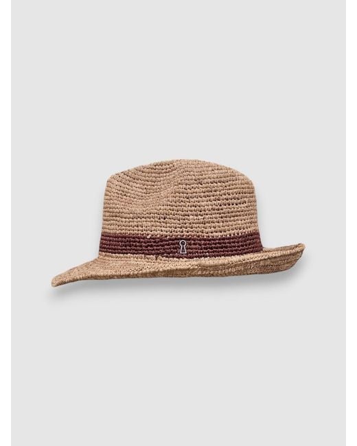 Mister Miller - Master Hatter Brown Neutrals Raffia Straw Pasha Fedora Hat