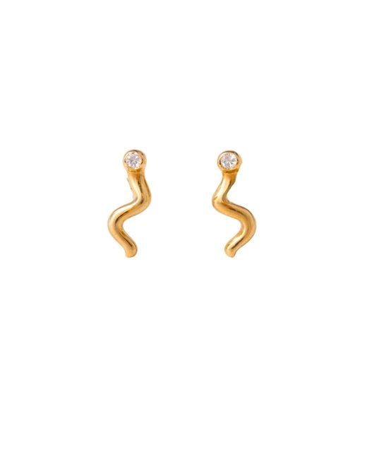 Lily Flo Jewellery Metallic Almost Effortless Diamond Wave Stud Earrings