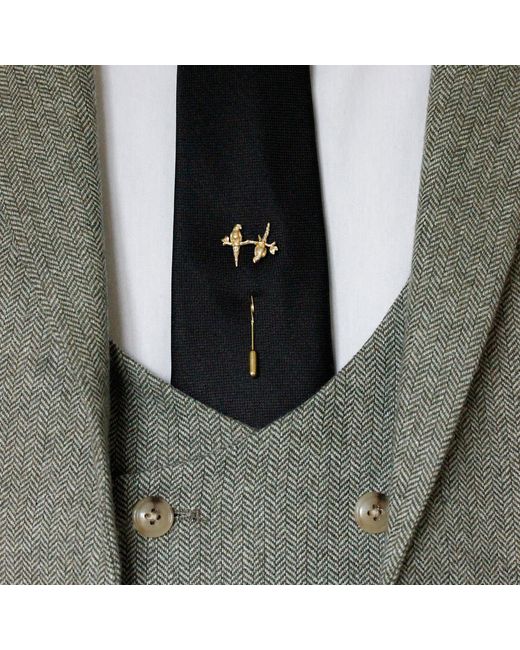 Lee Renee Metallic Parakeet Tie Pin – Two Friends On A Branch – for men