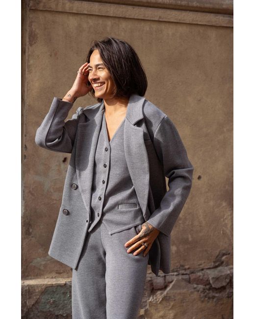 SALANIDA Gray Forza Knitted Merino Blazer Light