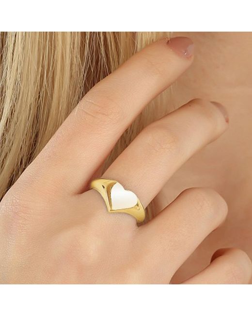 Spero London Metallic Sterling Heart Love Signet Ring