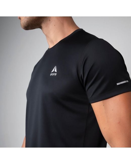Aora Athletics Black Ultra-Light Eco-Friendly Mesh Tee With Breathable Quick-Dry Fabric For Gym, Running, Yoga, And Everyday Wear for men