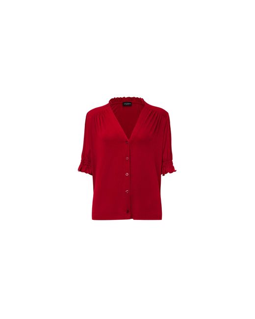 James Lakeland Red Burgundy V-Neck Jersey Blouse