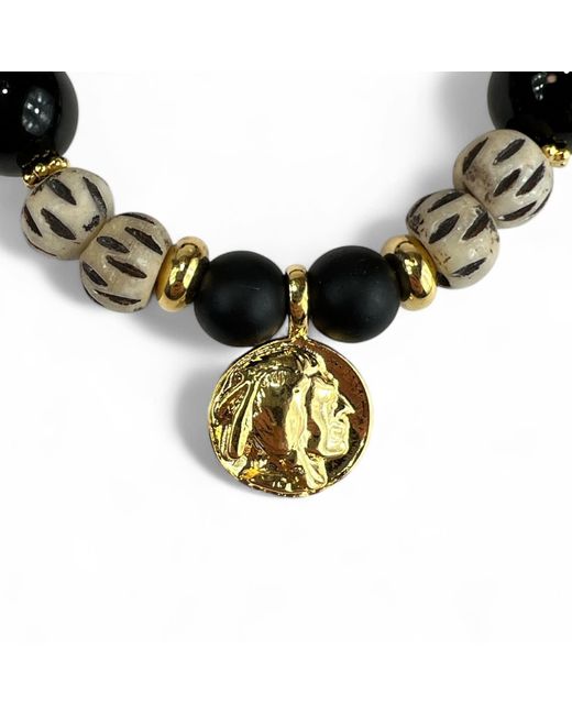 By Virgo Metallic Dione Onyx & African Bead Bracelet
