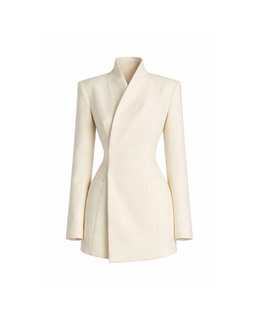 Curated Row Natural Tess Structured Woven Blazer Dress Cream