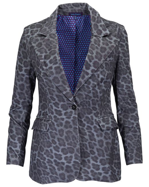 Lords of Harlech Blue Jolene Leopard Smoke Velvet Tailored Jacket