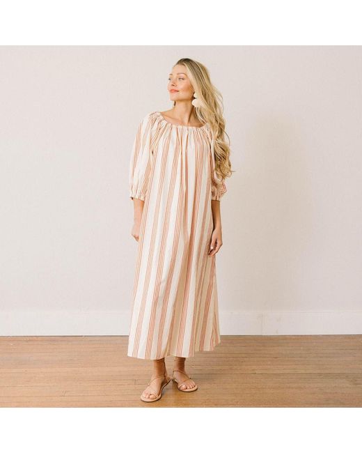 SUNSHINE TIENDA Pink Neutrals Cherry Pinstripe Ace Dress