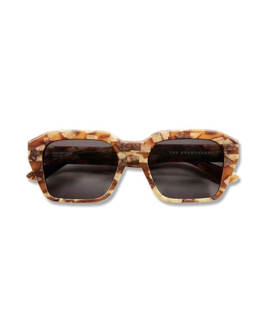 The Avantguard Brown Wildflower Patchwork Tort Matte Square Sunglasses