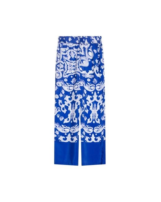 Niza Blue Flowy Midi Dress With Ruffles