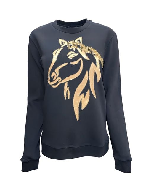 Any Old Iron Blue Golden Horse Hair Sweatshirt