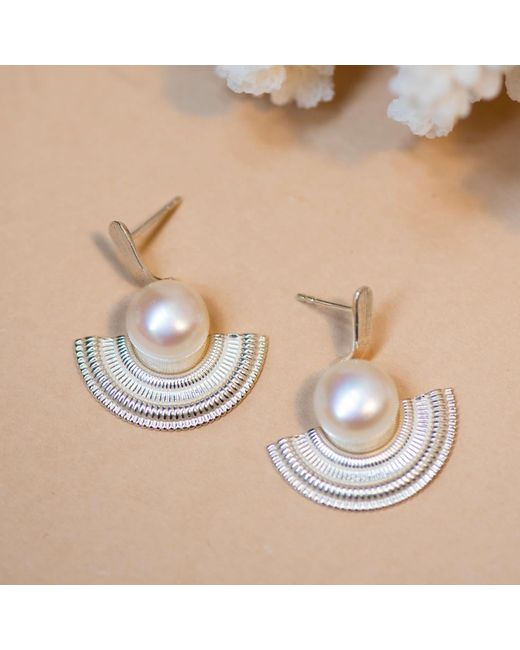 Zoe & Morgan Metallic Adella Pearl Earrings Silver