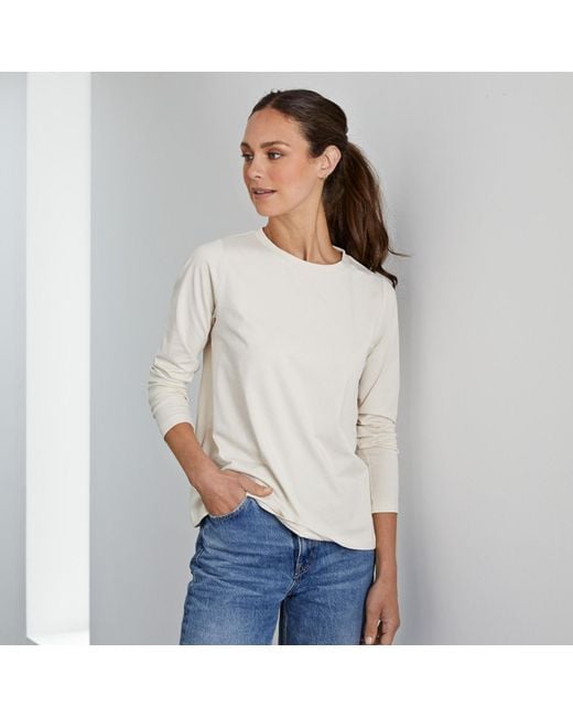 Cove White Loose-Fit Cotton Long Sleeve Tee