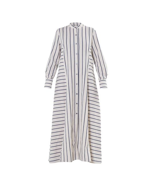 Metamorph White Maxi Dress On Stripes
