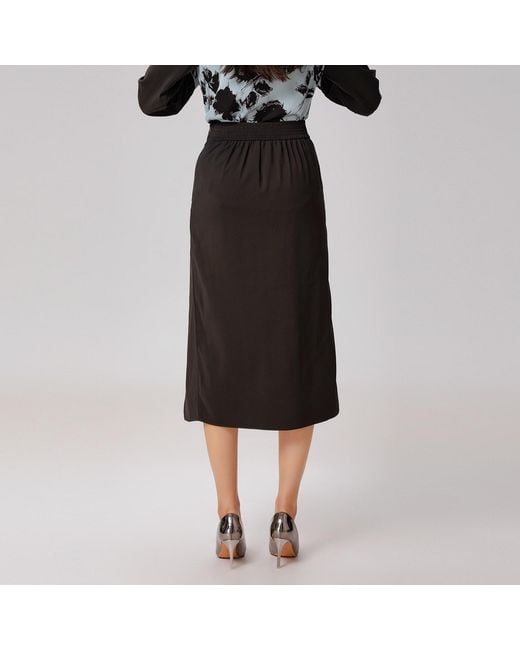 Smart and Joy Brown Minimalist Wrap Effect Satin Skirt