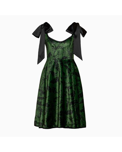 green emerald velvet dress The Deidre Dress in Green Velvet with Black Lace