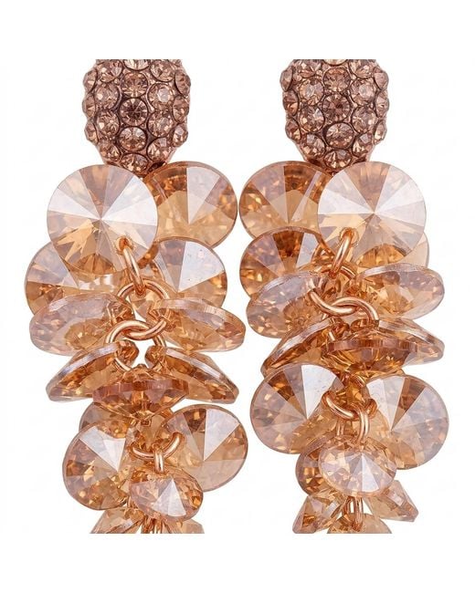 Modenaire Brown Crystal Drop Earrings With Sparkling Accents