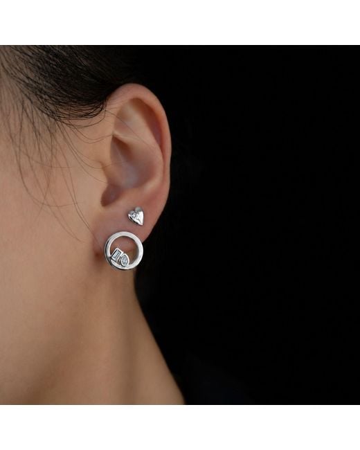 Cier White Diamond Heart Stud Earrings