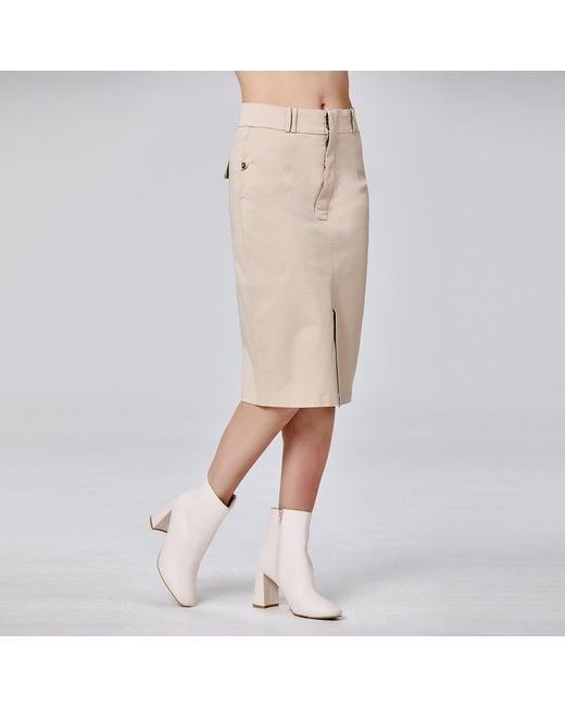 Smart and Joy Natural Neutrals Pencil Cotton Skirt