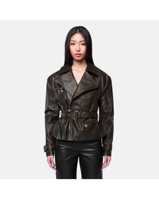 OW Collection Black Daphne Faux Leather Jacket