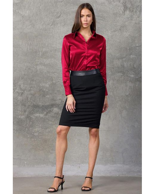Madison / Savile Red Rose Haven Fitted Satin Shirt