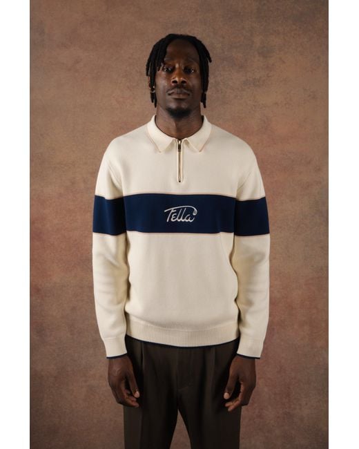 FELLA SWIM Blue Boris Quarter-Zip Sweater for men