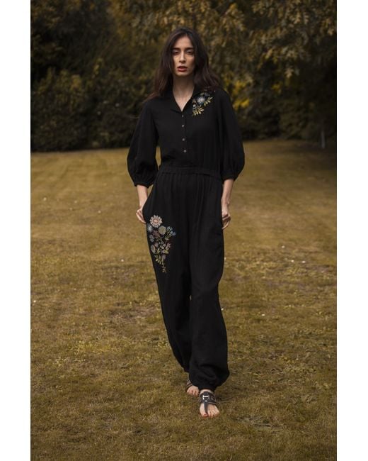 Em & Shi Black Lily Of The Valley Jumpsuit